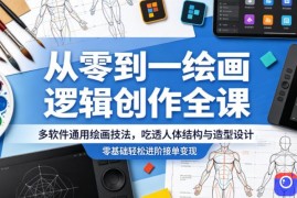 从零到一绘画逻辑创作全课，多软件通用绘画技法，吃透人体结构与造型设计，零基础轻松进阶接单变现