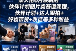 某大佬6月最新的伙伴计划图片类赛道课程，伙伴计划 达人跟拍 好物带货 收徒等多种收益