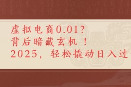 拼多多虚拟电商0.01？背后暗藏玄机，2025轻松撬动日入多张