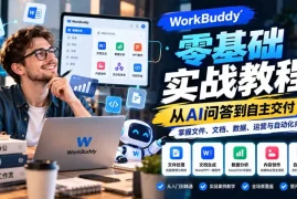 WorkBuddy零基础实战教程：从AI问答到自主交付，掌握文件、文档、数据、运营与自动化办公