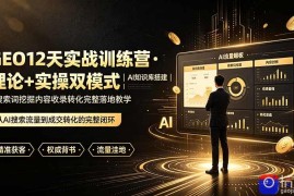 GEO12天实战训练营·理论 实操双模式｜AI知识库搭建｜搜索词挖掘内容收录转化完整落地教学