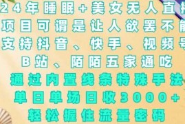 2024年睡眠 美女无人直播，通过内置线条特殊手法，单场日收3k ，轻松握住流量密码【揭秘】
