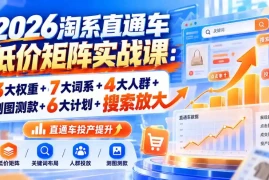 2026淘系直通车低价矩阵实战课：3大权重 7大词系 4大人群 测图测款 6大计划 搜索放大