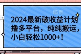 2024最新破收益计划撸多平台，纯纯搬运，小白轻松1000 【揭秘】