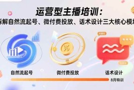 （15654期）运营型主播培训：拆解自然流起号、微付费投放、话术设计三大核心模块-8月