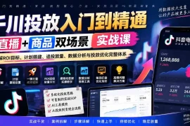 千川投放入门到精通实战课｜直播 商品双场景拆解ROI目标、计划搭建、追投放量、数据分析与投放优化完整体系