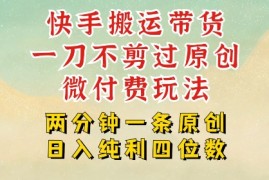 快手黑科技搬运带货，一刀不剪过原创，微付费投流玩法，轻松日入四位数，深层揭秘玩法