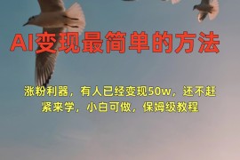 AI变现最简单的方法，涨粉利器，有人已经变现50w，还不赶紧来学，小白可做，保姆级教程