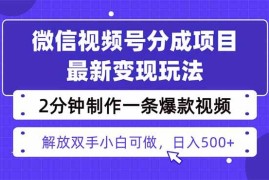 （16246期）视频号分成最新玩法，两天暴力起号变现1500 ，爆款视频制作只需要2分钟…