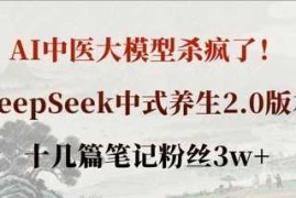 AI中医大模型杀疯了！DeepSeek中式养生2.0版本，十几篇笔记粉丝3w 