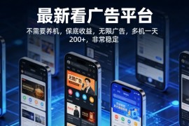 最新看广告平台，不需要养机，保底收益，无限广告，多机一天200 ，非常稳定【揭秘】