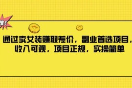 通过卖女装赚取差价，副业首选项目，收入可观，项目正规，实操简单