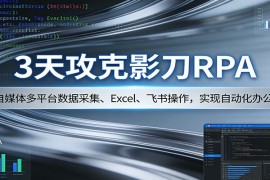 3天攻克影刀RPA：自媒体多平台数据采集、Excel 、飞书操作，实现自动化办公