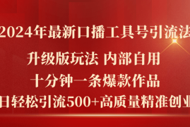 （11669期）2024年最新升级版口播工具号引流法，十分钟一条爆款作品，日引流500 高…