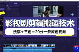 影视剧剪辑搬运技术，洗稿 三创=20分一条原创视频