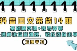 （13107期）抖音 图文带货14期：基础精英课 账号锦囊，快速解决运营难题 轻松涨粉出单