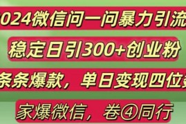 2024最新微信问一问暴力引流300 创业粉,条条爆款单日变现四位数【揭秘】