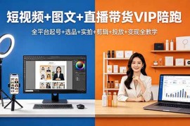 （18319期）短视频 图文 直播带货VIP陪跑，全平台起号 选品 实拍 剪辑 投放 变现全教学