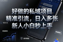 好做的私域项目，精准引流，日入多张，新人小白秒上手