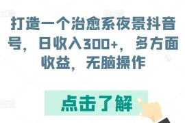 打造一个治愈系夜景抖音号，日收入300 ，多方面收益，无脑操作【揭秘】