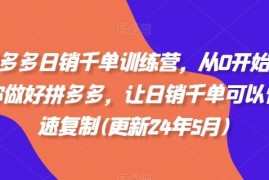 拼多多日销千单训练营，从0开始带你做好拼多多，让日销千单可以快速复制(更新24年6月)