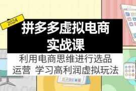 拼多多虚拟资源实战玩法：电商思维进行选品 运营，高利润虚拟玩法！
