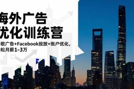 海外广告优化训练营：谷歌广告 Facebook投放 账户优化，轻松月薪1-3万