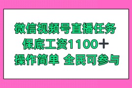 微信视频号直播任务，保底工资1100 ，全民可参与