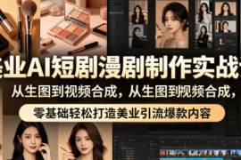 美业AI短剧漫剧制作实战课，从生图到视频合成，零基础轻松打造美业引流爆款内容