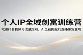 个人IP全域创富训练营：吃透抖音视频号流量规则，AI全链路赋能直播带货变现