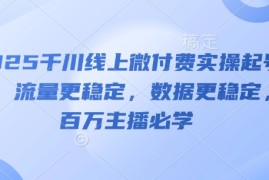 2025千川线上微付费实操起号课，流量更稳定，数据更稳定，百万主播必学