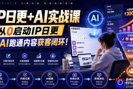IP日更 AI实战课，从0启动IP日更，IP置顶视频制作 100条选题库搭建 10条日更规划，用AI跑通内容获客闭环!