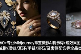 （17272期）460 专业Midjourney珠宝摄影AI提示词 成效果图，戒指/项链/耳环/手链/宝石/及奢侈配饰等全品类