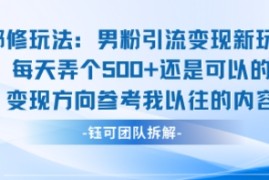 邪修玩法：男粉引流变现新玩法每天弄个5张还是可以的变现方向参考我以往的内容