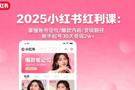 （16153期）2025小红书红利课：掌握账号定位/爆款内容/变现路径，新手起号30天变现2w 