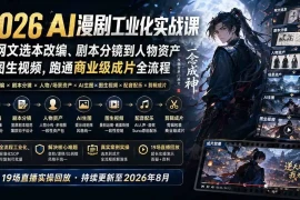 2026 AI漫剧工业化实战课-更新：从网文选本改编、剧本分镜到人物资产与图生视频，跑通商业级成片全流程