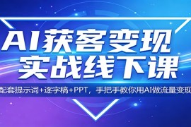 AI获客变现实战线下课：配套提示词 逐字稿 PPT，手把手教你用AI做流量变现
