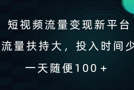 短视频流量变现新平台，流量扶持大，投入时间少，AI一件创作爆款视频，每天领个低保