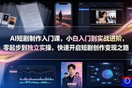 AI短剧制作入门课，小白入门到实战进阶，零起步到独立实操，快速开启短剧创作变现之路