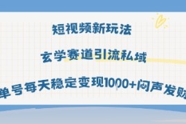 短视频新玩法玄学赛道引流私域单号每天稳定变现1k 闷声发财