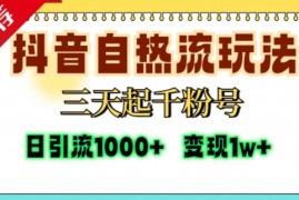 抖音自热流打法，三天起千粉号，单视频十万播放量，日引精准粉1000 