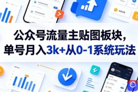 公众号流量主贴图板块，单号月入3k 从0-1系统玩法