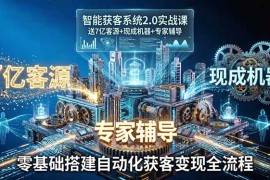 智能获客系统2.0实战课：送7亿客源 现成机器 专家辅导，零基础搭建自动化获客变现全流程