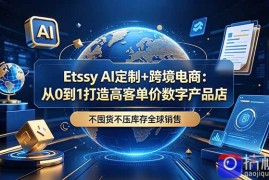 Etsy AI定制 跨境电商：从0到1打造高客单价数字产品店，不囤货不压库存全球销售