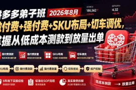 拼多多弟子班2026年8月：微付费 强付费 SKU布局 切车调优，掌握从低成本测款到放量出单