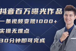 （11967期）抖音百万浏览日均1000 ，变现能力超强，实操无难点