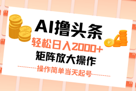 （11697期）AI撸头条，轻松日入2000 无脑操作，当天起号，第二天见收益。