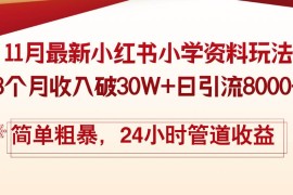 （13234期）11月份最新小红书小学资料玩法，8个月收入破30W 日引流8000 ，简单粗暴…