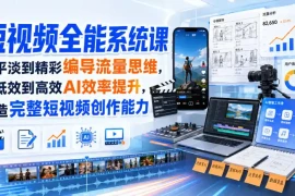 短视频全能系统课，从平淡到精彩编导流量思维，从低效到高效AI效率提升，打造完整短视频创作能力(2026年8月30更新233集)