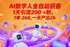 Ai数字人全自动获客，1天引流200 粉，1单 268，一天产出2k 【揭秘】